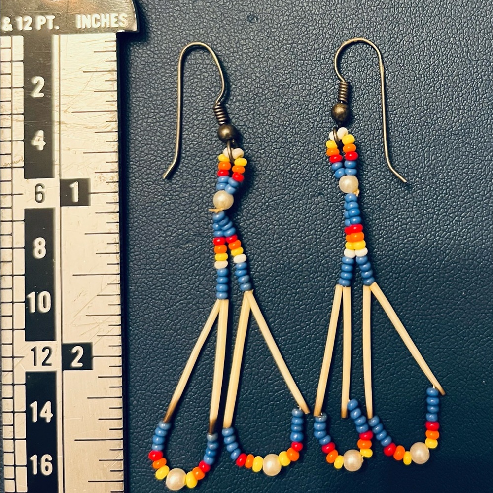 Native American Beaded Earrings Barrettes Necklace Key Ring